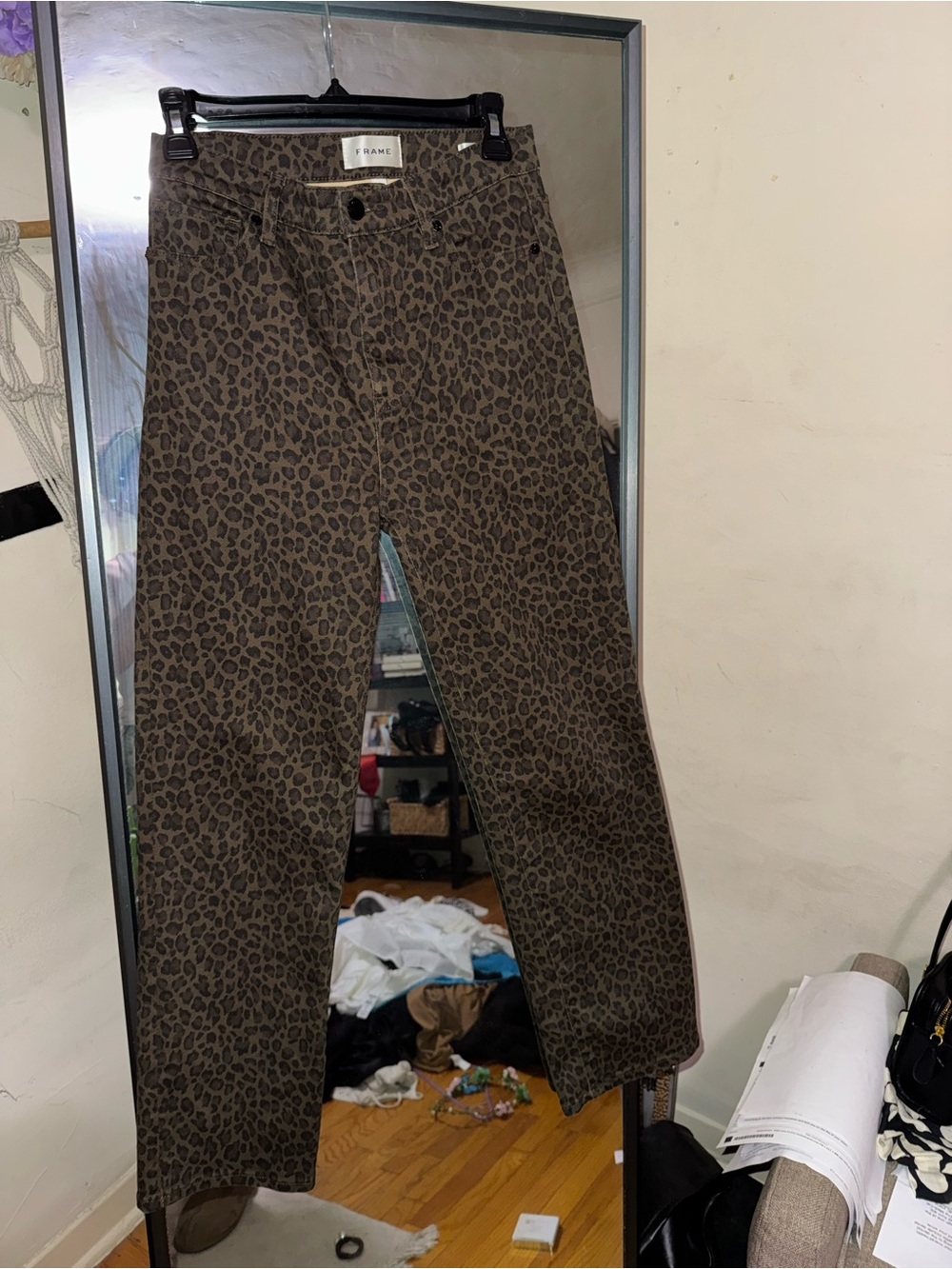 Frame Denim Leopard-Print Jeans in Brown and Black